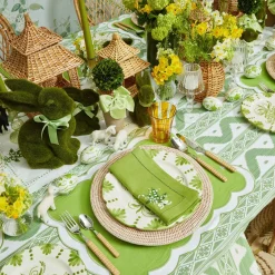 Mrs. Alice Napkins|Lily Of The Valley Green Linen Napkins (Set Of 4)