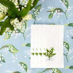Mrs. Alice Napkins|Lily Of The Valley White Linen Napkins (Set Of 4)
