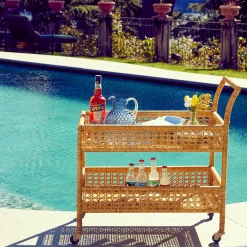 Mrs. Alice Rattan Furniture|Lorenzo Rattan Bar Cart