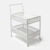 Mrs. Alice Rattan Furniture|Lorenzo White Rattan Bar Cart