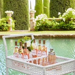 Mrs. Alice Rattan Furniture|Lorenzo White Rattan Bar Cart