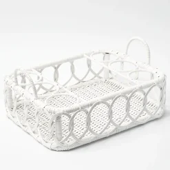 Mrs. Alice Trays & Liners|Lorenzo White Rattan Drinks Tray