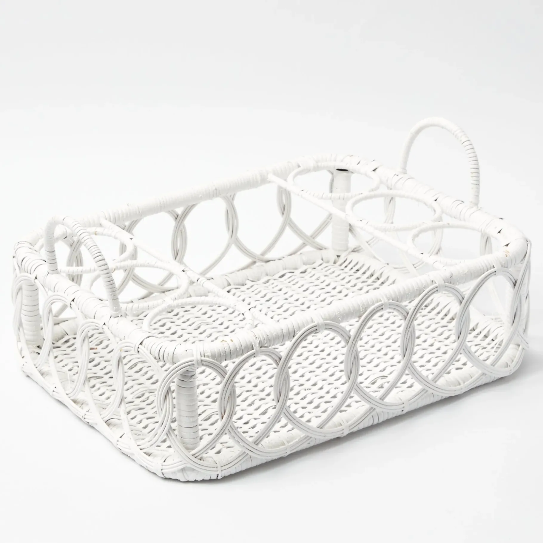 Mrs. Alice Trays & Liners|Lorenzo White Rattan Drinks Tray