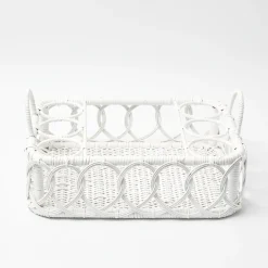 Mrs. Alice Trays & Liners|Lorenzo White Rattan Drinks Tray