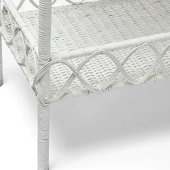 Mrs. Alice Rattan Furniture|Madeleine White Rattan Scalloped Console Table