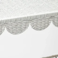 Mrs. Alice Rattan Furniture|Madeleine White Rattan Scalloped Console Table