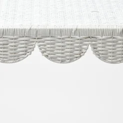 Mrs. Alice Rattan Furniture|Madeleine White Rattan Scalloped Console Table