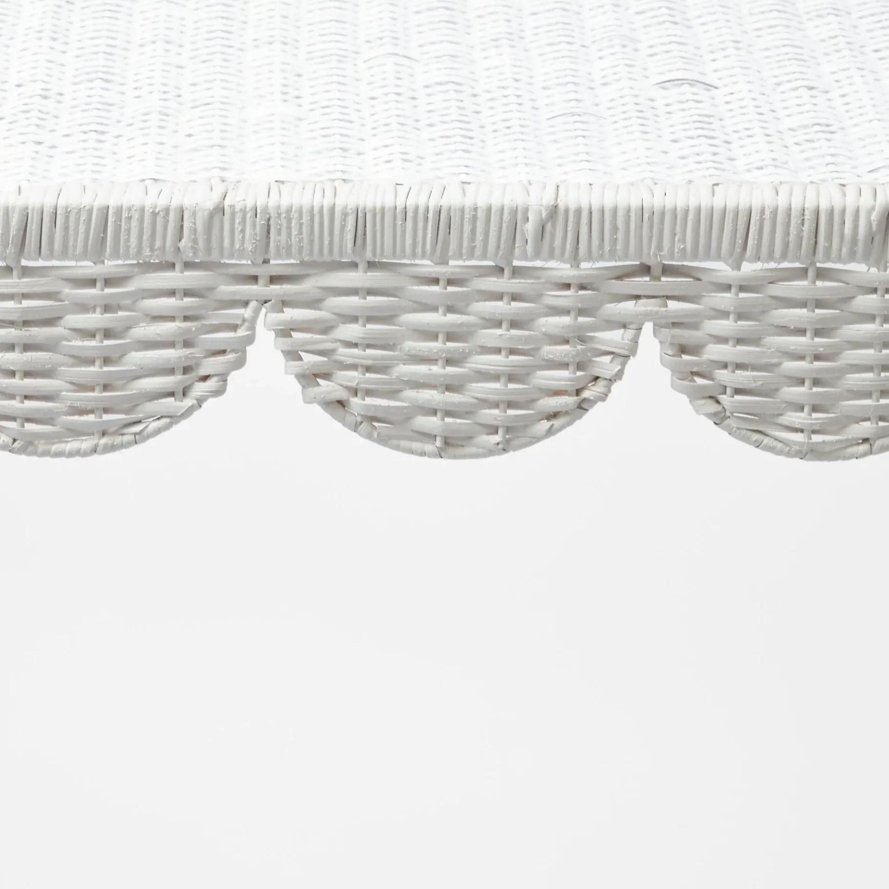 Mrs. Alice Rattan Furniture|Madeleine White Rattan Scalloped Console Table