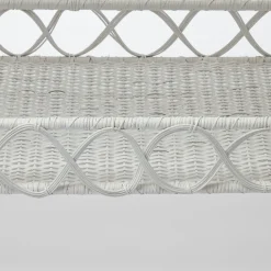 Mrs. Alice Tables|Madeleine White Rattan Scalloped Console Table