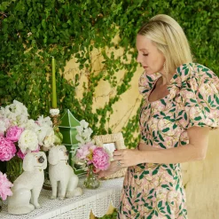 Mrs. Alice Tables|Madeleine White Rattan Scalloped Console Table