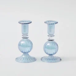 Mrs. Alice Candle Holders|Madeline Azure Candle Holders (Pair)