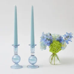 Mrs. Alice Candle Holders|Madeline Azure Candle Holders (Pair)