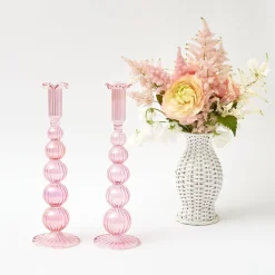 Mrs. Alice Candle Holders|Marguerite Pink Candle Holders (Pair)