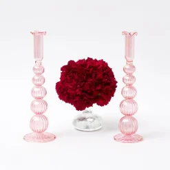 Mrs. Alice Candle Holders|Marguerite Pink Candle Holders (Pair)