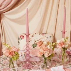 Mrs. Alice Candle Holders|Marguerite Pink Candle Holders (Pair)