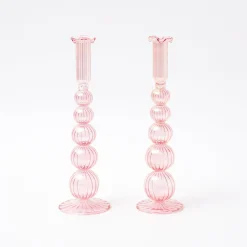 Mrs. Alice Candle Holders|Marguerite Pink Candle Holders (Pair)
