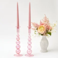 Mrs. Alice Candle Holders|Marguerite Pink Candle Holders (Pair)