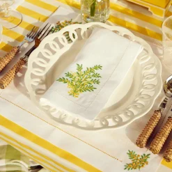 Mrs. Alice Table Linen Sets|Mimosa White Linen Placemats & Napkins (Set Of 4)