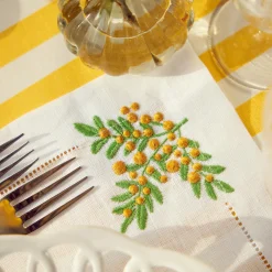 Mrs. Alice Table Linen Sets|Mimosa White Linen Placemats & Napkins (Set Of 4)