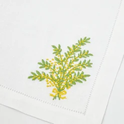 Mrs. Alice Table Linen Sets|Mimosa White Linen Placemats & Napkins (Set Of 4)