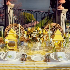 Mrs. Alice Table Linen Sets|Mimosa White Linen Placemats & Napkins (Set Of 4)