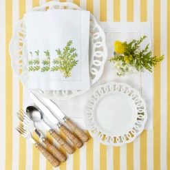 Mrs. Alice Table Linen Sets|Mimosa White Linen Placemats & Napkins (Set Of 4)