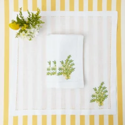 Mrs. Alice Table Linen Sets|Mimosa White Linen Placemats & Napkins (Set Of 4)