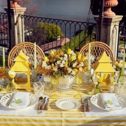 Mrs. Alice Table Linen Sets|Mimosa White Linen Placemats & Napkins (Set Of 4)