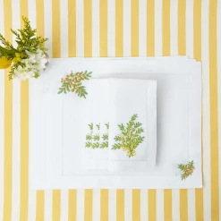 Mrs. Alice Table Linen Sets|Mimosa White Linen Placemats & Napkins (Set Of 4)
