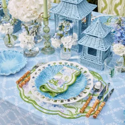 Mrs. Alice Candle Holders|Mini Blue Rattan Pagoda Lanterns (Pair)