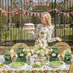 Mrs. Alice Rattan Tableware|Mini Green Rattan Pagoda Lantern (Pair)