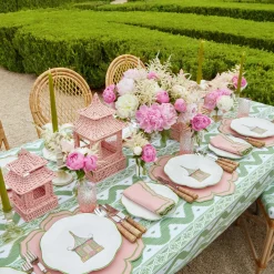Mrs. Alice Rattan Tableware|Mini Pink Rattan Pagoda Lanterns (Pair)