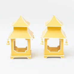Mrs. Alice Candle Holders|Mini Yellow Pagoda Lantern (Pair)