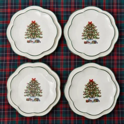 Mrs. Alice Crockery Sets|Christmas Tree Starter Plate (Set Of 4)