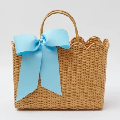 Mrs. Alice Rattan Tableware|Rattan Tote Bag (Blue Bow)