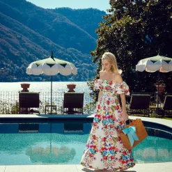 Mrs. Alice Rattan Tableware|Rattan Tote Bag (Blue Bow)