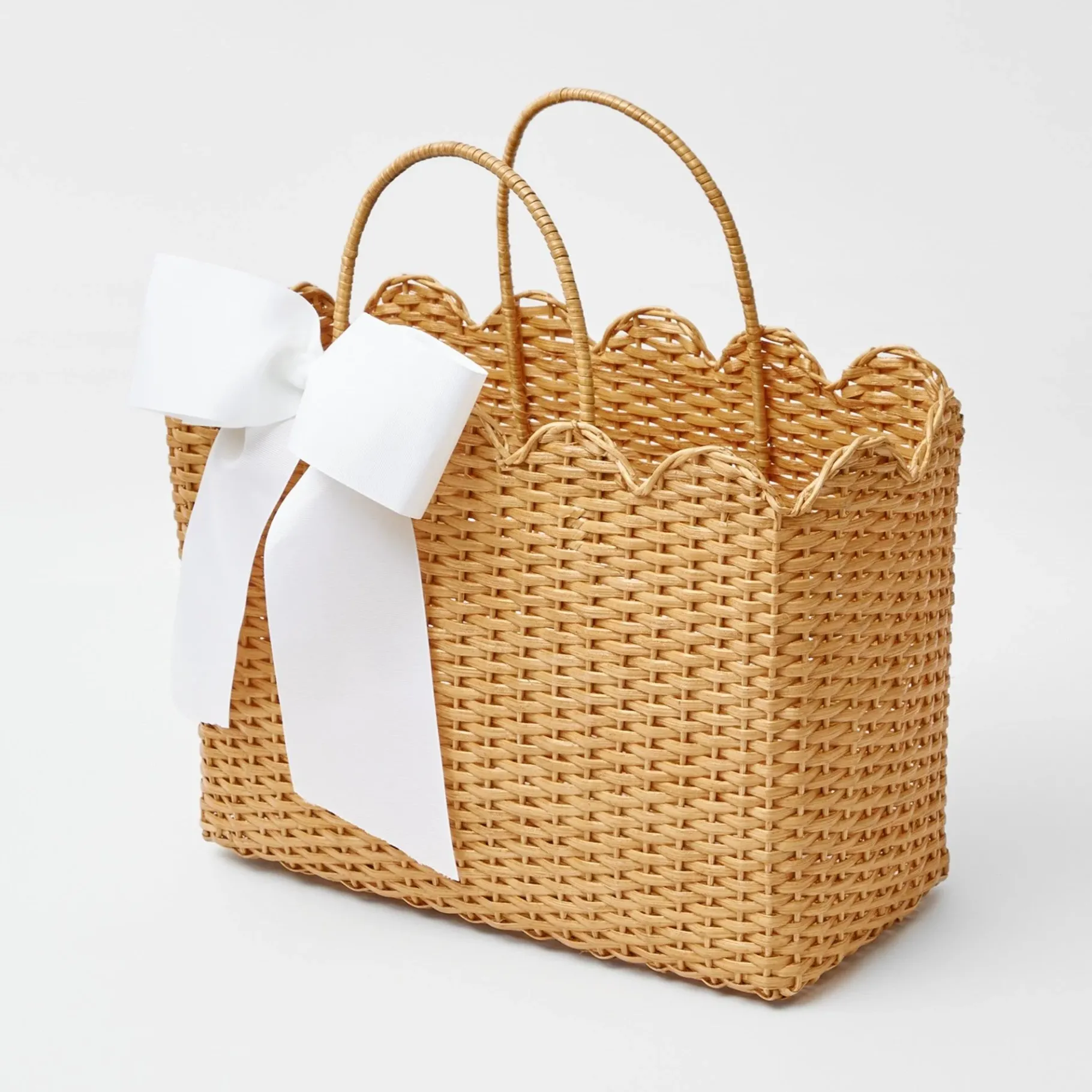 Women Mrs. Alice Mrs. Alice Tote Bags|Rattan Tote Bag (White Bow)