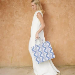 Women Mrs. Alice Mrs. Alice Tote Bags|Tote Bag (Blue Ikat)