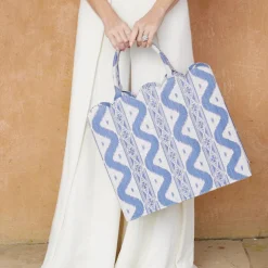 Women Mrs. Alice Mrs. Alice Tote Bags|Tote Bag (Blue Ikat)