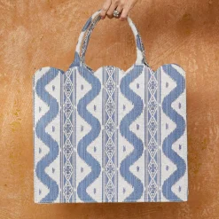 Women Mrs. Alice Mrs. Alice Tote Bags|Tote Bag (Blue Ikat)