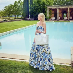 Women Mrs. Alice Mrs. Alice Tote Bags|White Rattan Tote Bag (White Bow)