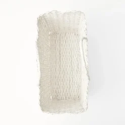 Women Mrs. Alice Mrs. Alice Tote Bags|White Rattan Tote Bag (White Bow)