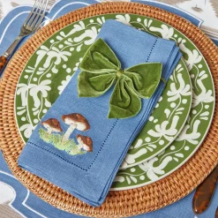 Mrs. Alice Napkins|Mushroom Blue Linen Napkins (Set Of 4)