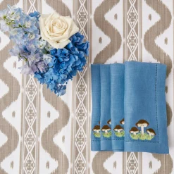 Mrs. Alice Napkins|Mushroom Blue Linen Napkins (Set Of 4)
