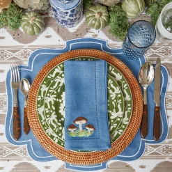 Mrs. Alice Napkins|Mushroom Blue Linen Napkins (Set Of 4)