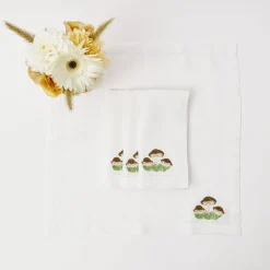 Mrs. Alice Napkins|Mushroom White Linen Napkins (Set Of 4)