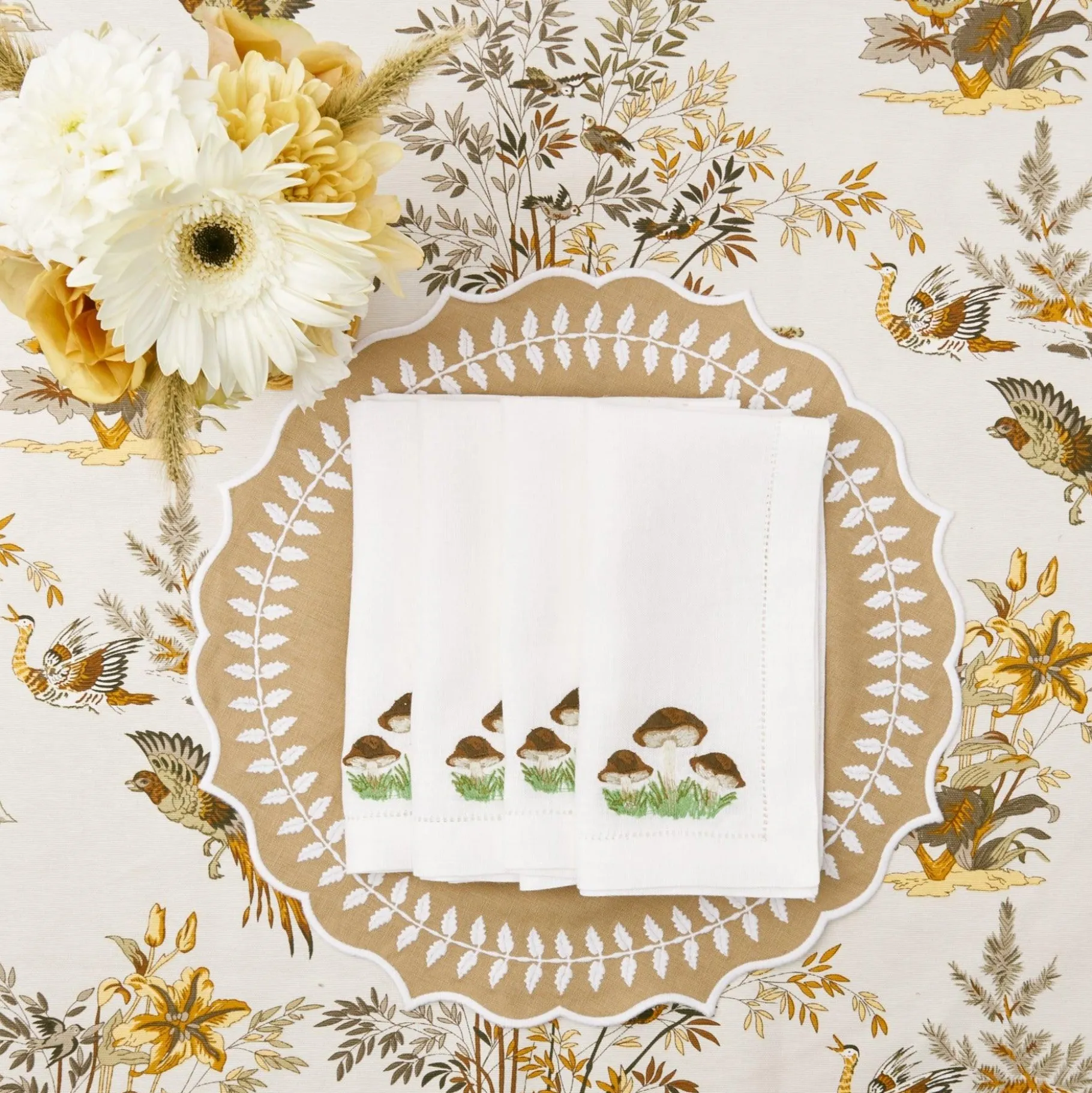 Mrs. Alice Napkins|Mushroom White Linen Napkins (Set Of 4)