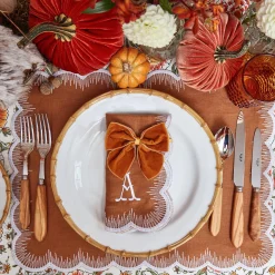 Mrs. Alice Napkin Rings, Bows & Wreaths|Mustard Velvet Napkin Bows (Set Of 4)