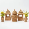 Mrs. Alice Pagodas & Lanterns|Natural Rattan Decoration Set