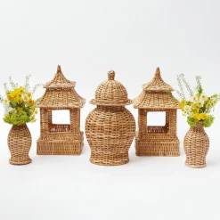 Mrs. Alice Pagodas & Lanterns|Natural Rattan Decoration Set